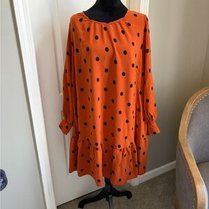 Ava & Viv Orange Polka Dot Midi Dress
